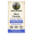 Probiotic supplement package for men with branding and product details on a white background